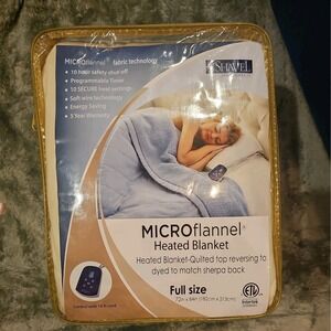 Shavel Home Ivory Flannel Reverse to Sherpa Electric Blanket Full Size